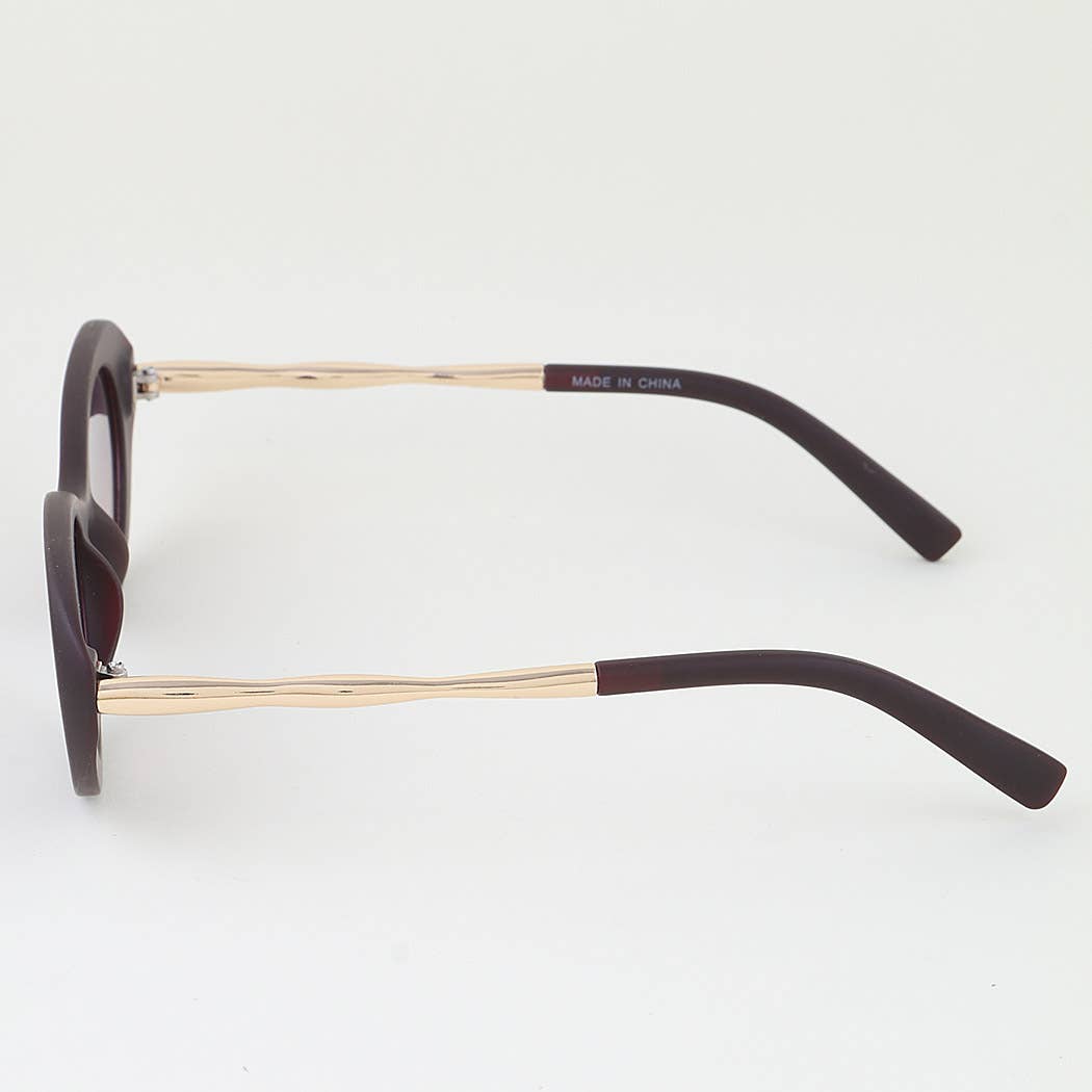Retro Polished Wavy Round Sunglasses