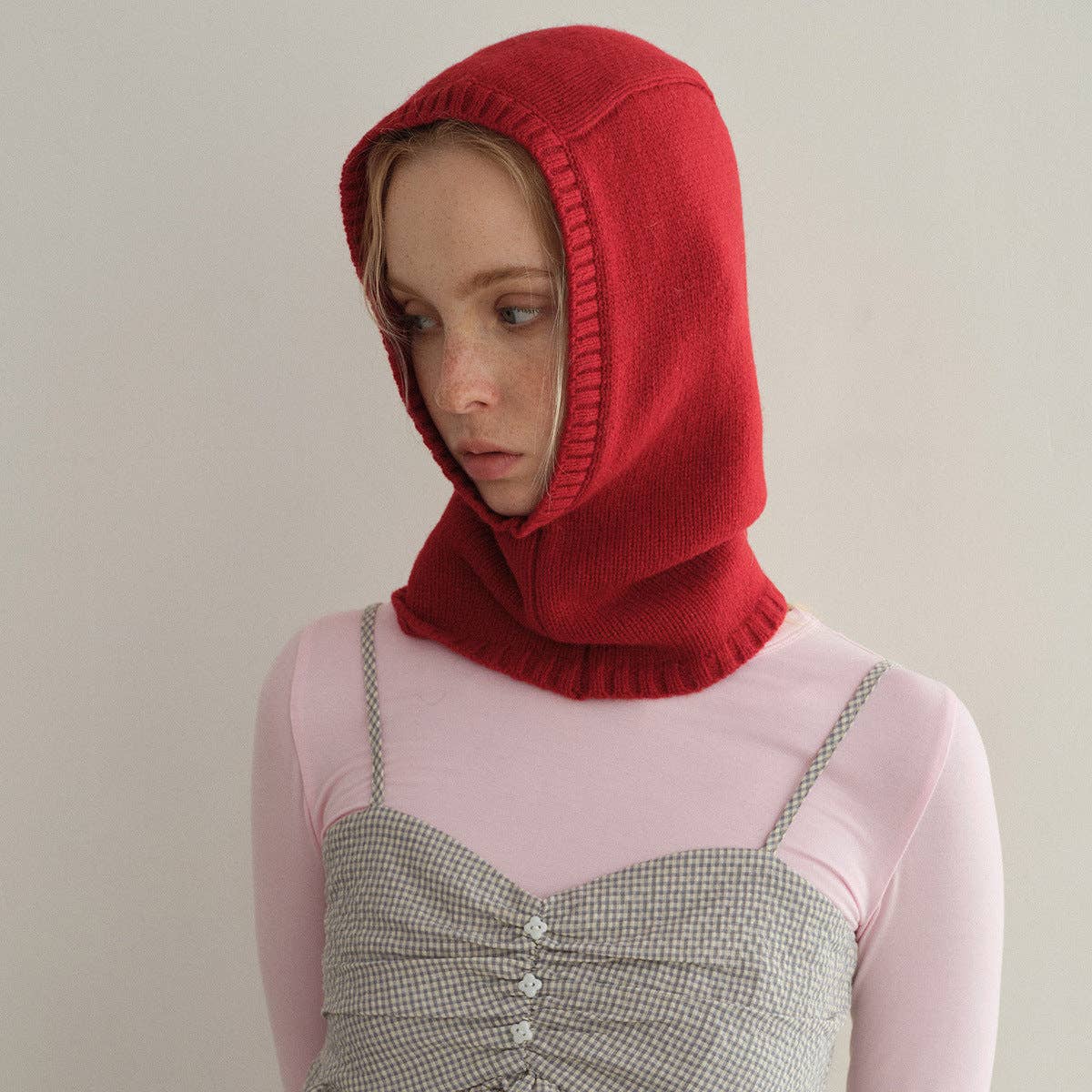 Wool Knit Balaclava Hat with Scarf Beanie