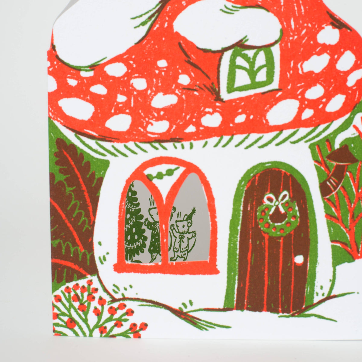 Phoebe Wahl • Merry Mushroom House Letterpress Holiday Greeting Card
