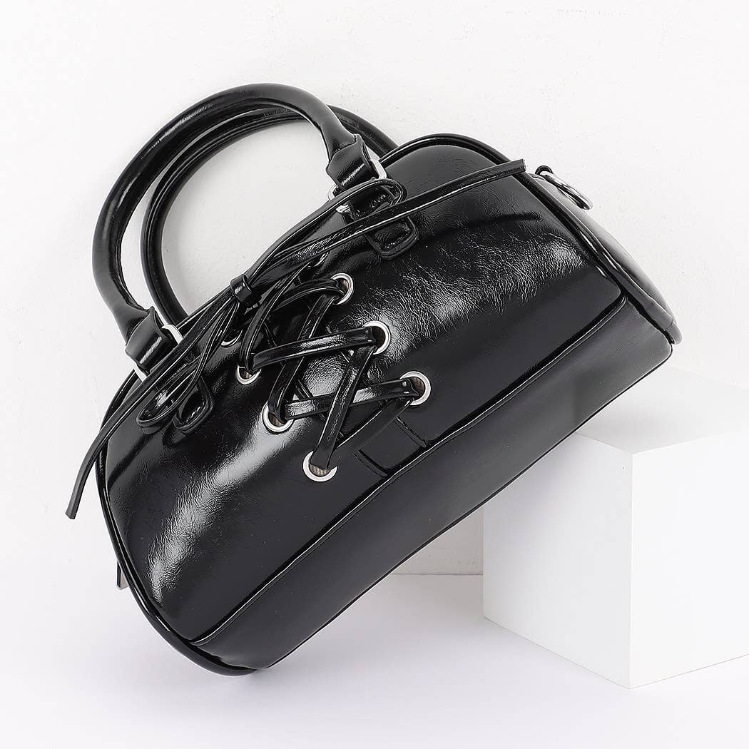 Vegan Leather Lace up Mini Hand Bag