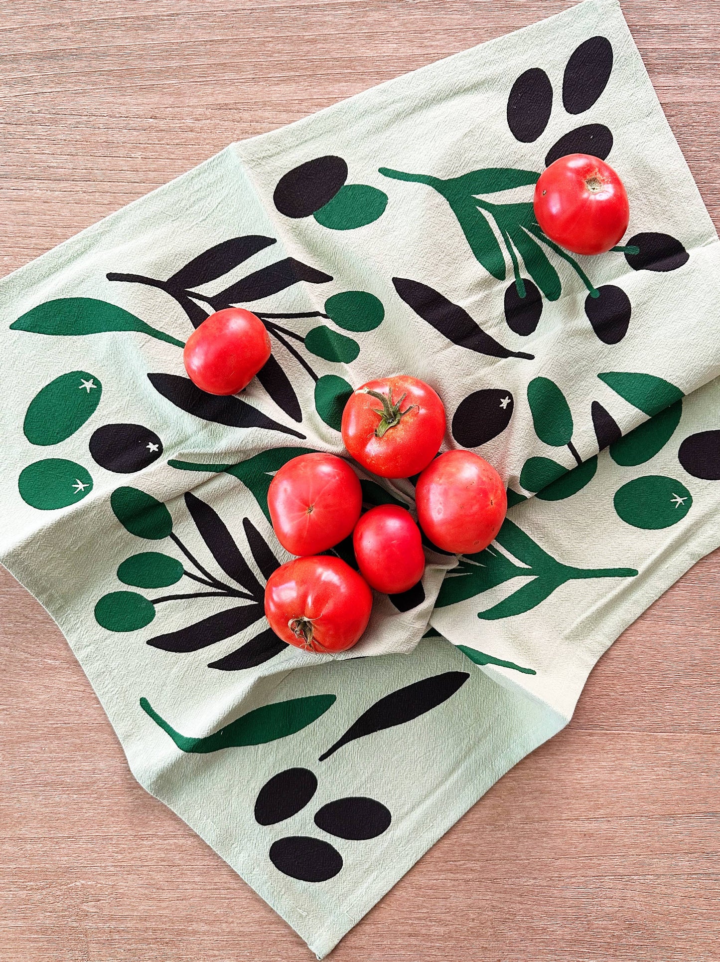 Julie Peach • Tea Towel, Sage Green Olive Toss