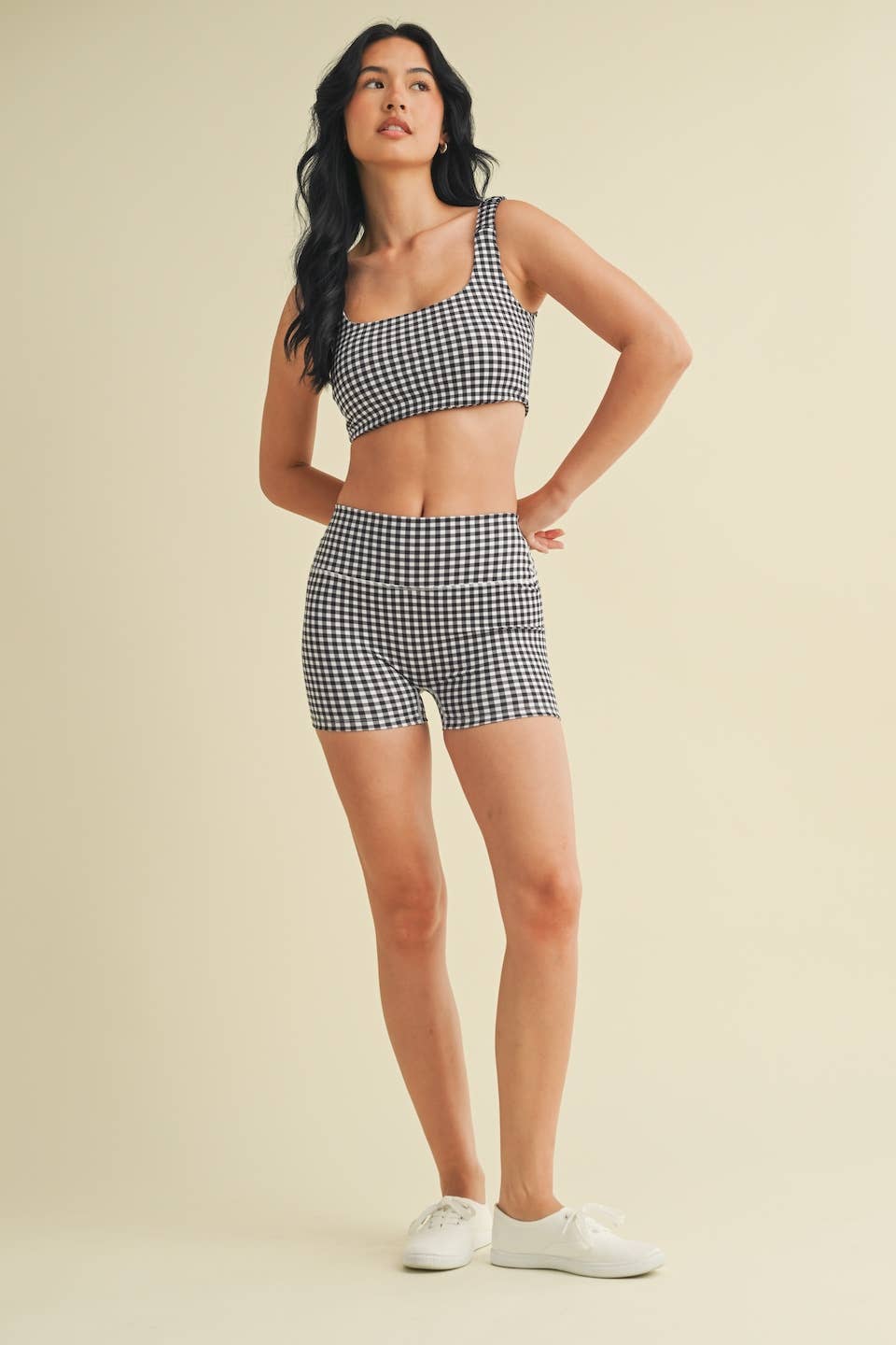 Gingham Print Ruched Bra Top
