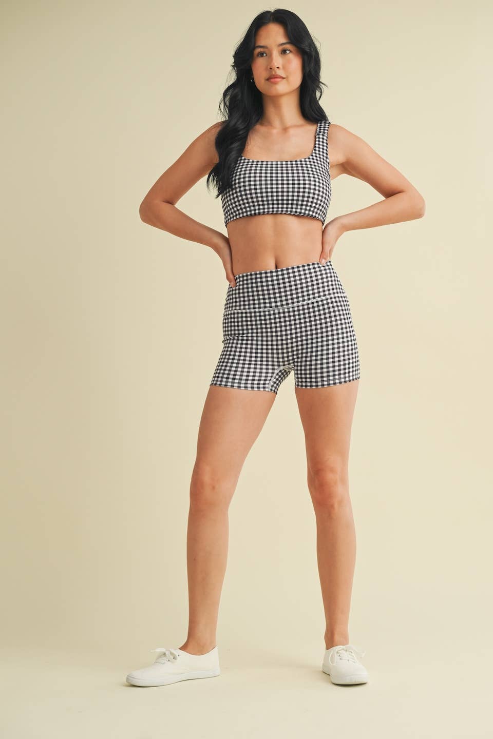 Gingham Print Ruched Bra Top