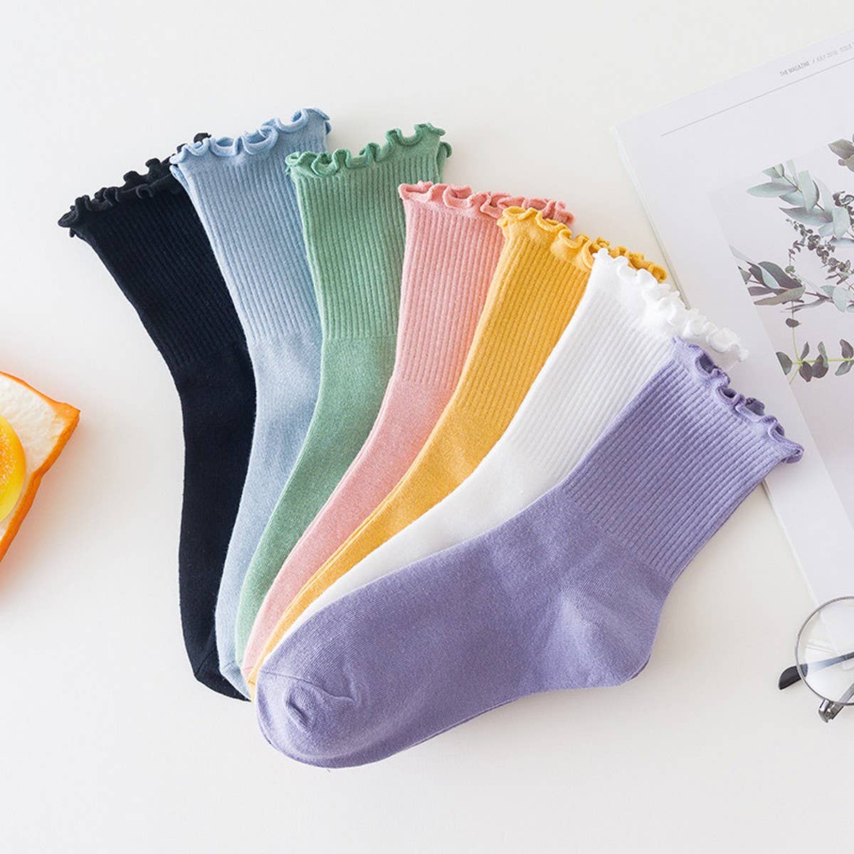 CANDY COLOR PURE COTTON EDGE SOCKS