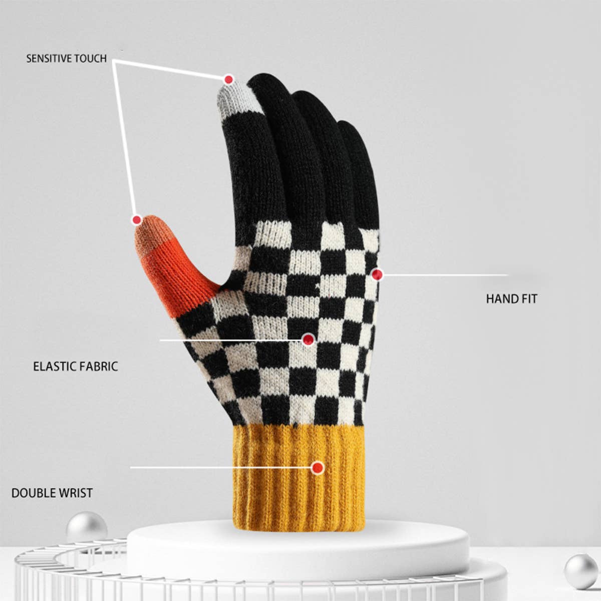 Striped Knit Gloves