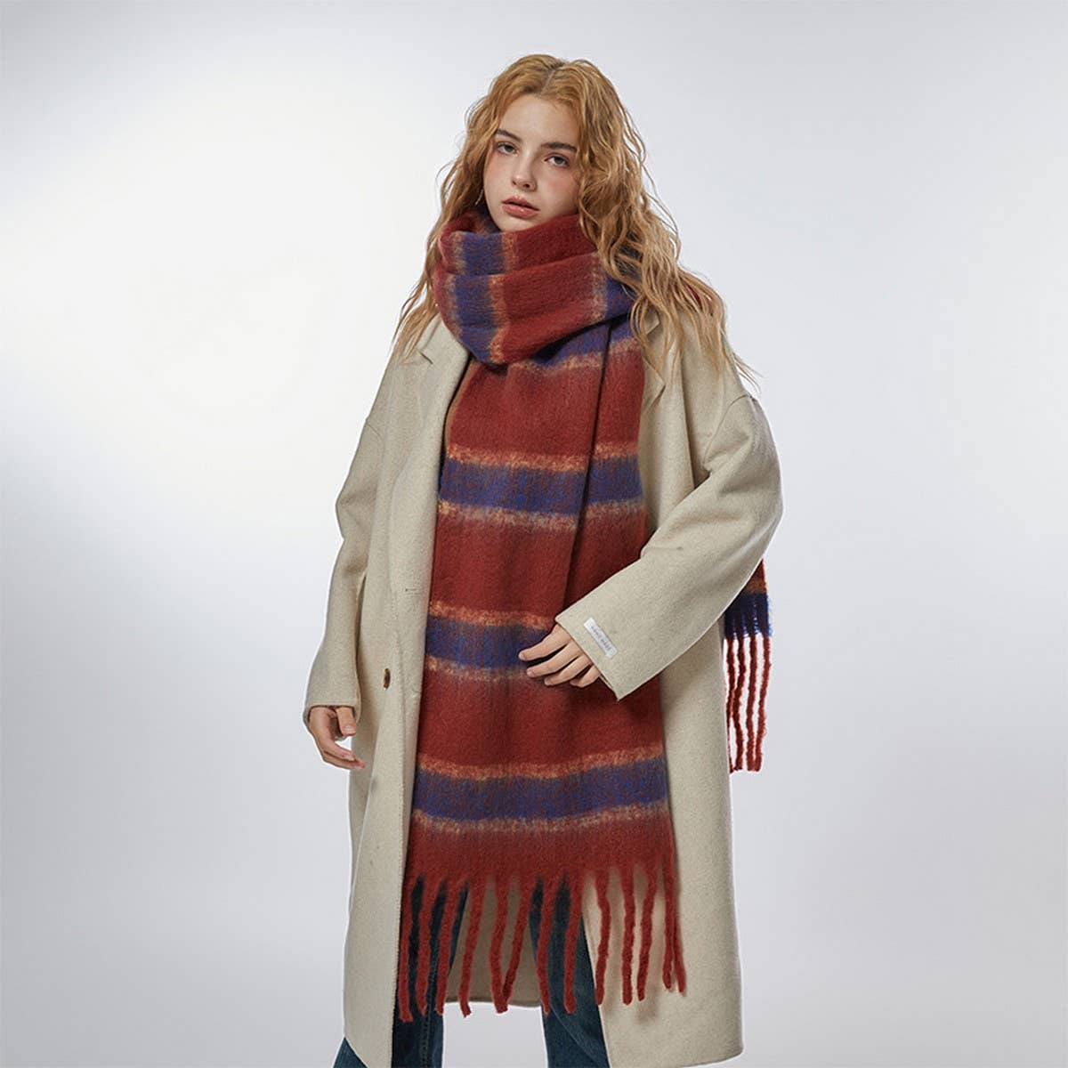 Retro Stripe Fleece Scarf