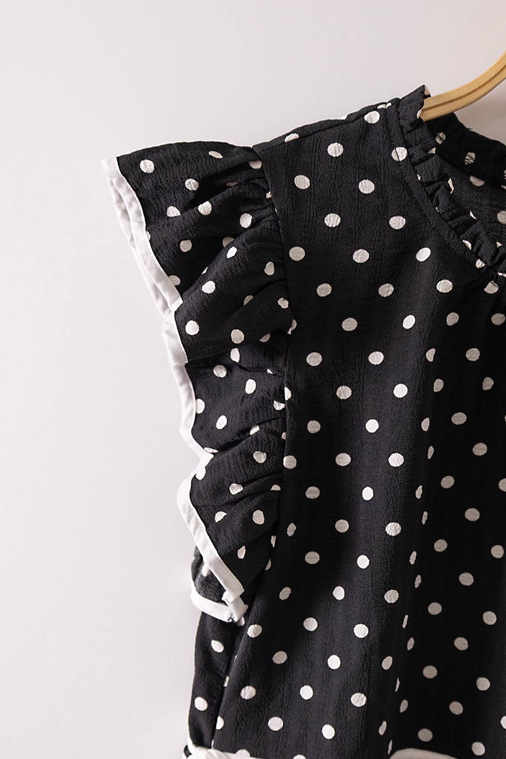 Romantic Black & White Polka Dot Ruffle Blouse