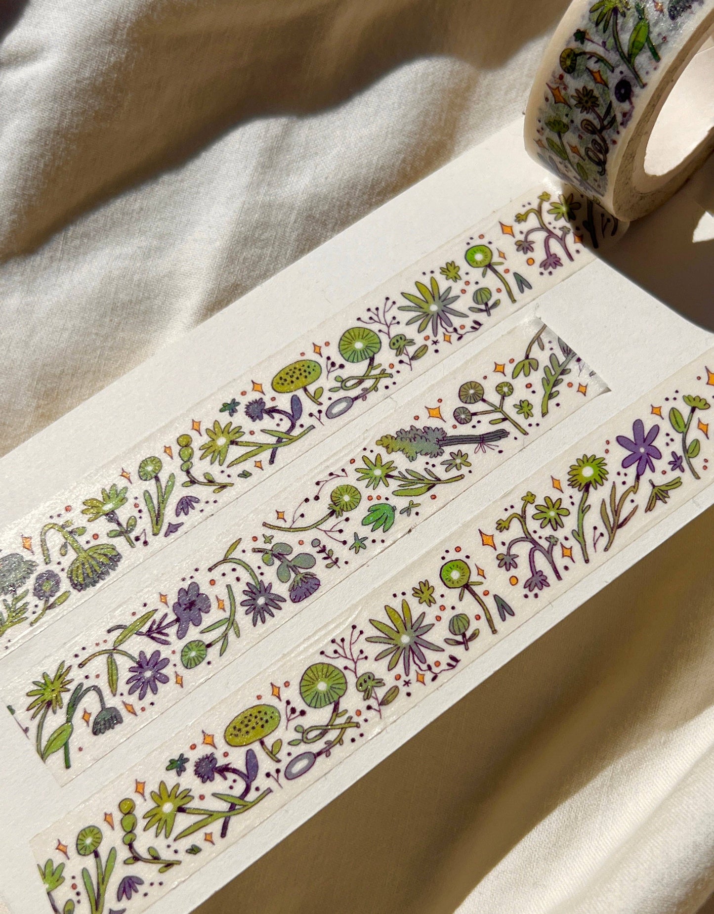 Natalie Anderson • Green and Purple Sleepy Flowers Washi Tape