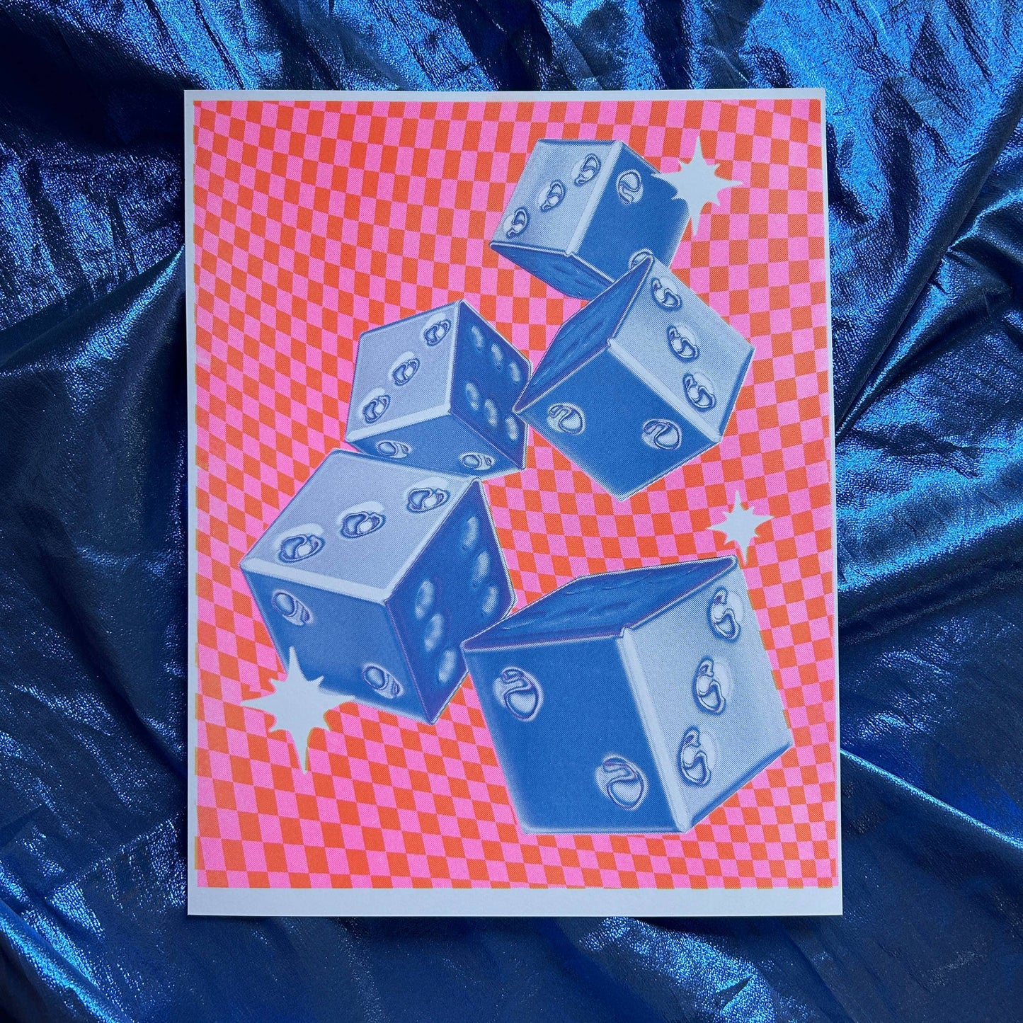 Alex Luciano • 11” x 14” Risograph Print, Dice