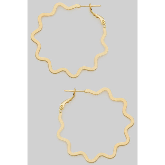 Wavy Brass Hoop Earrings