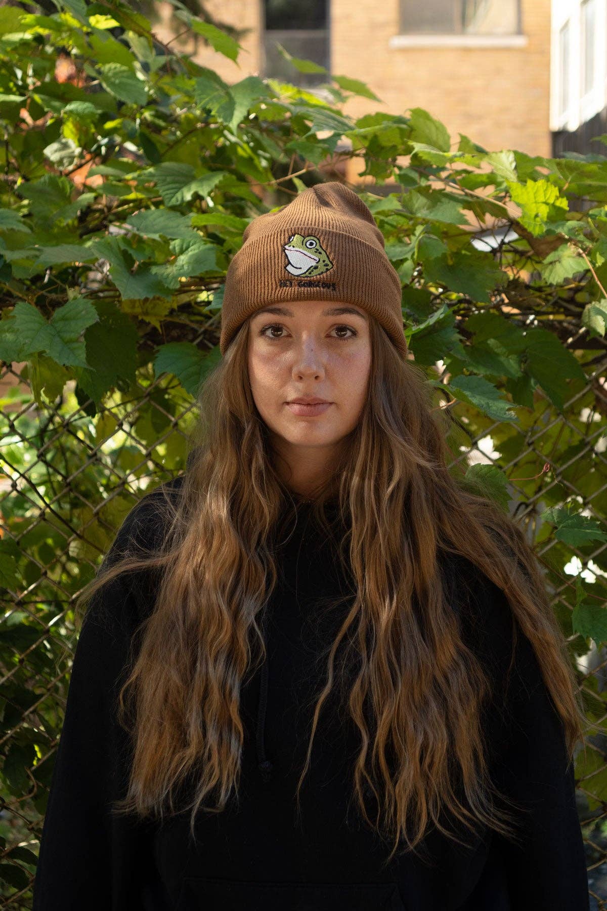 Stay Home Club • Hey Gorgeous (Frog) Beanie, Knit Toque with embroidery