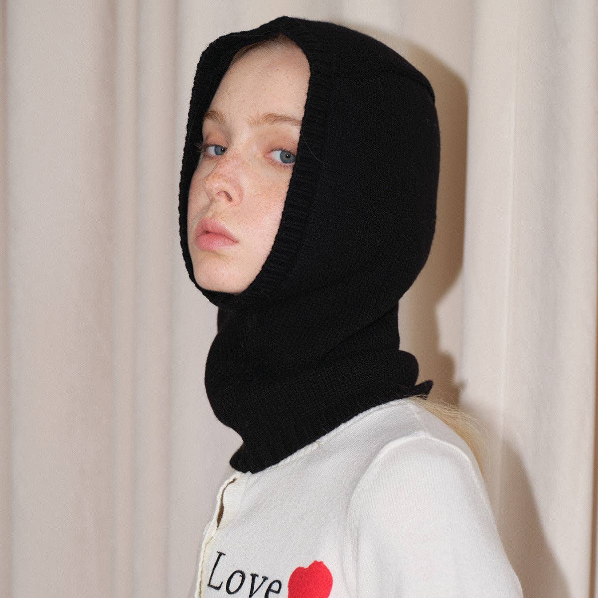 Wool Knit Balaclava Hat with Scarf Beanie