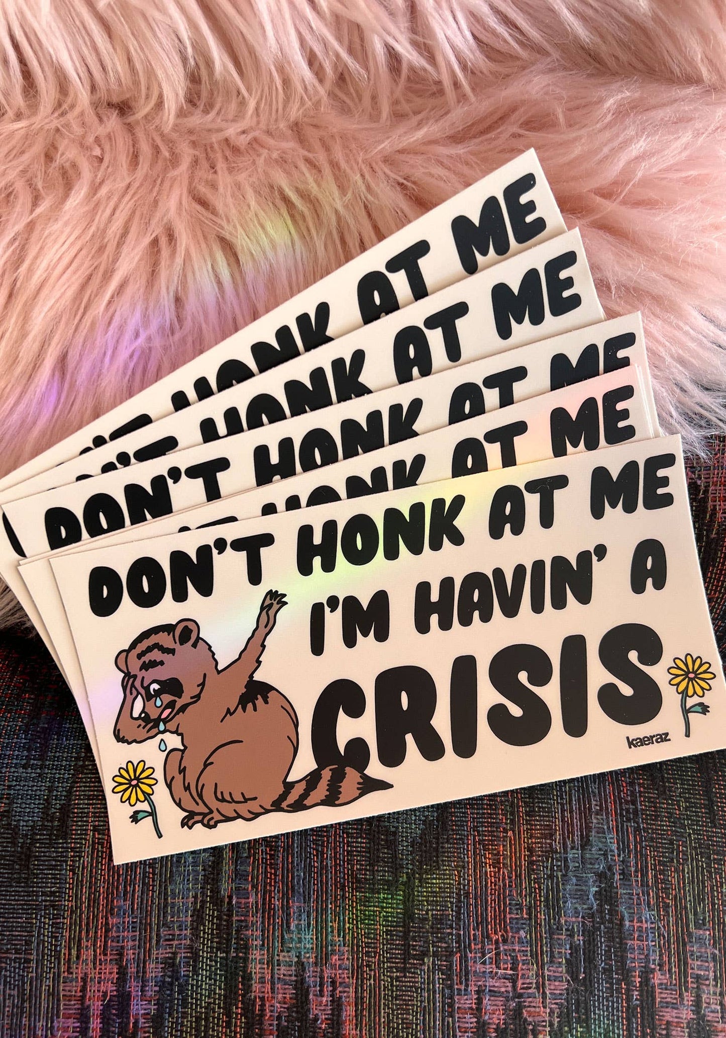 SALE • “Havin' A Crisis” Raccoon Bumper Sticker