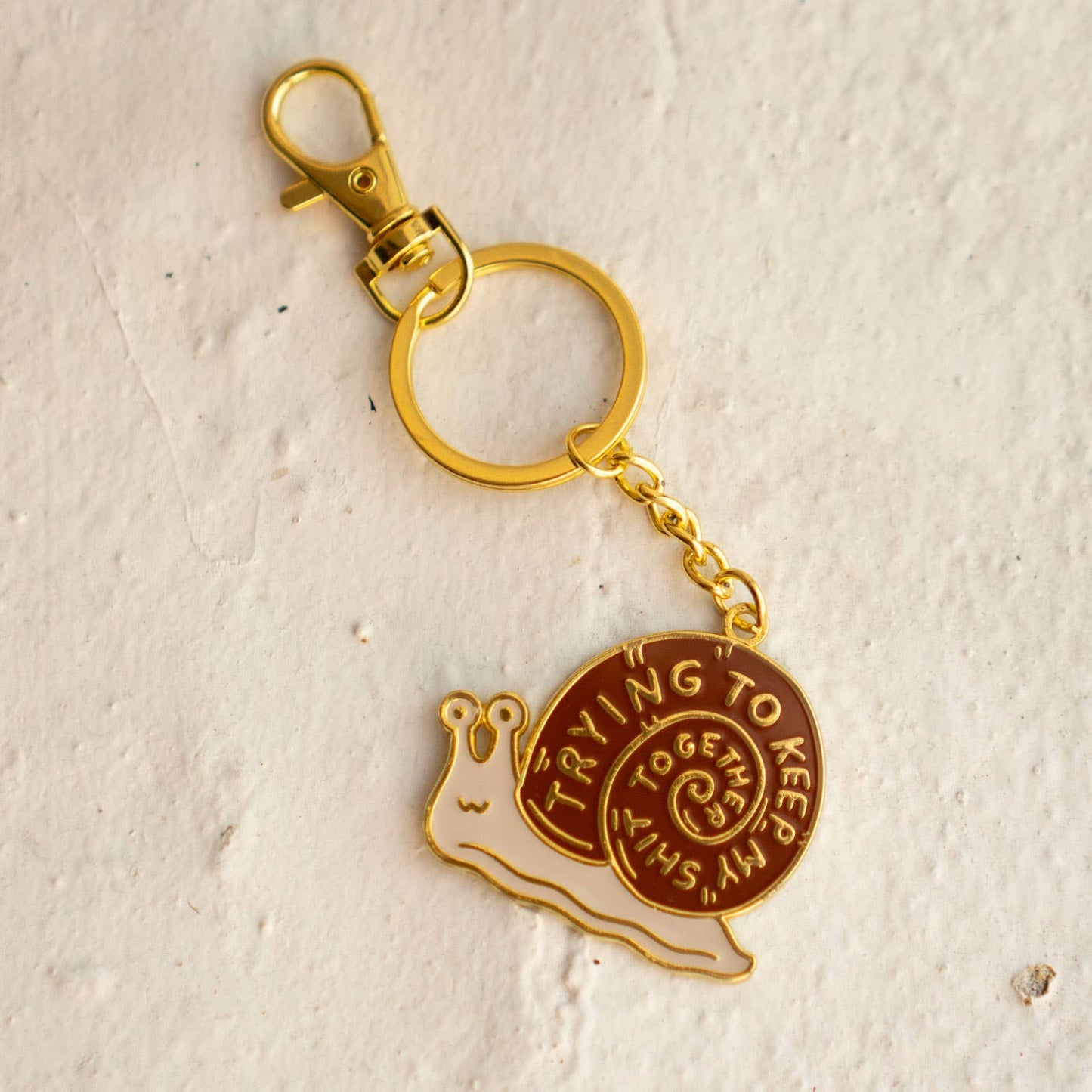 Stay Home Club • Trying Keychain | Funny Snail Enamel Keychain