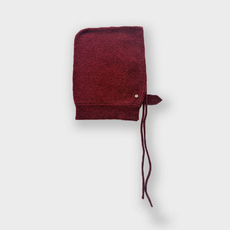 Knitted Wool Bonnet Beanie with Drawstring for Women