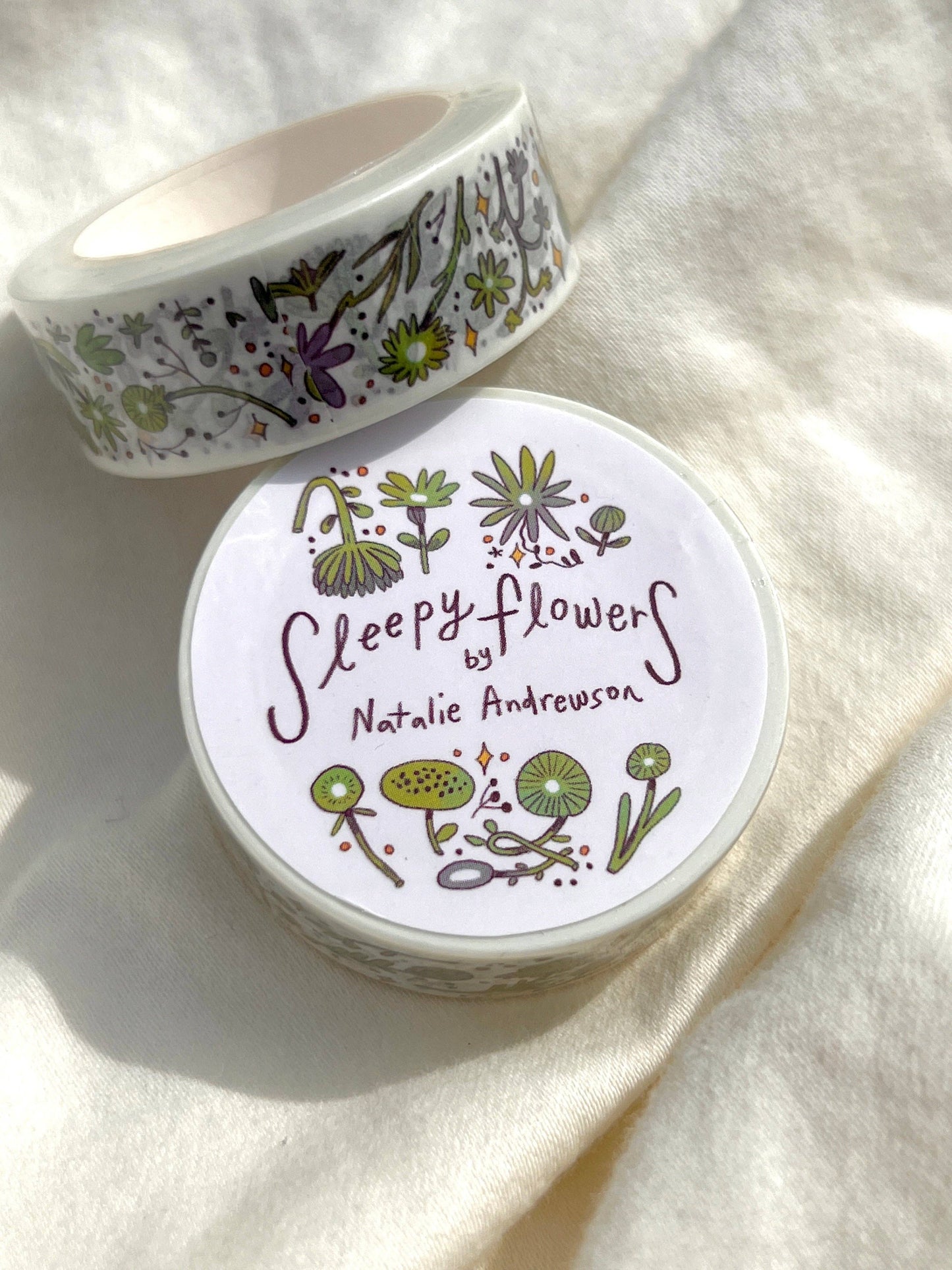 Natalie Anderson • Green and Purple Sleepy Flowers Washi Tape