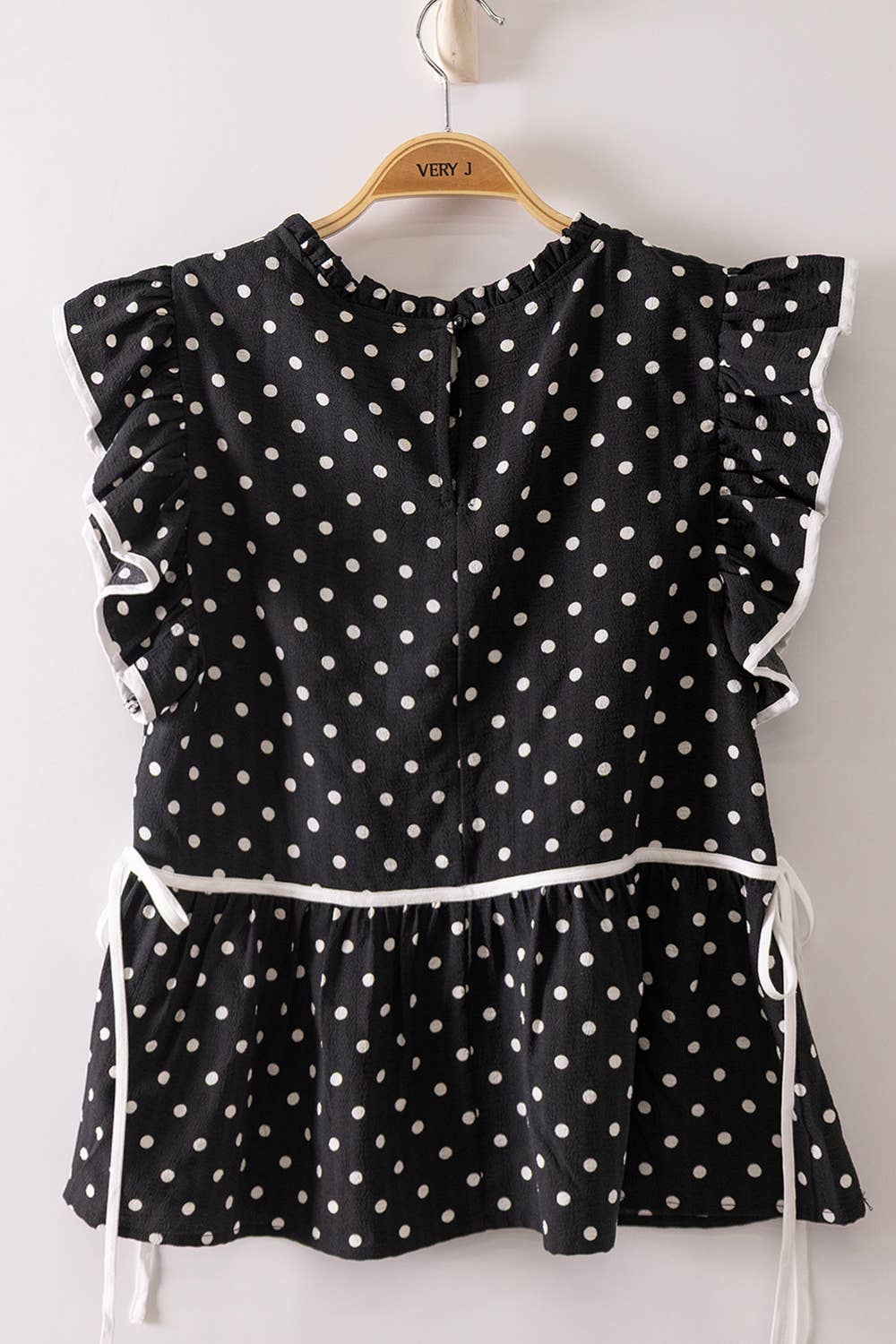 Romantic Black & White Polka Dot Ruffle Blouse