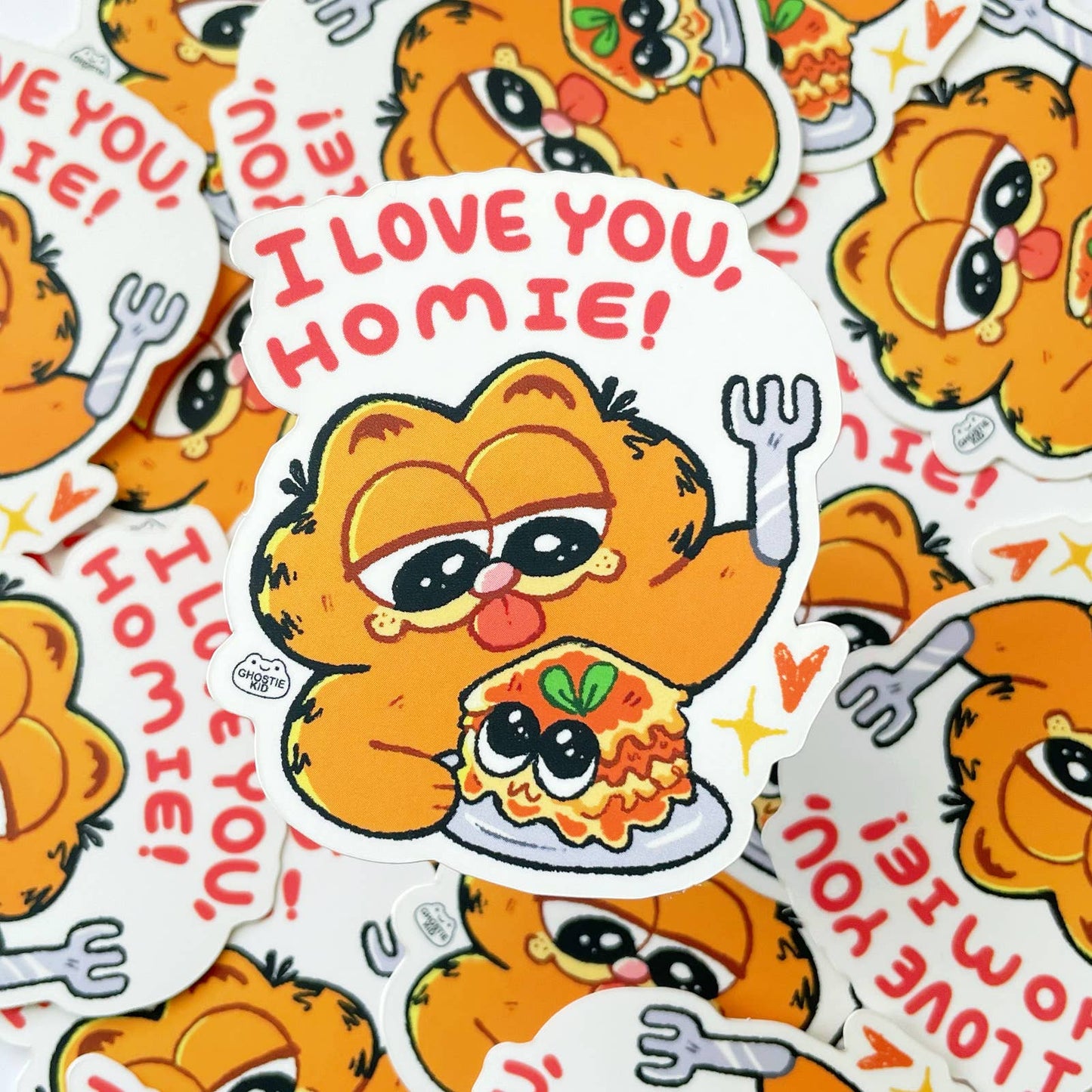 Ghostiekid • Garfield I Love You Homie Vinyl Sticker