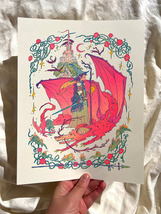 Natalie Anderson • Dragon Witch Riso 8.5”x11” Print