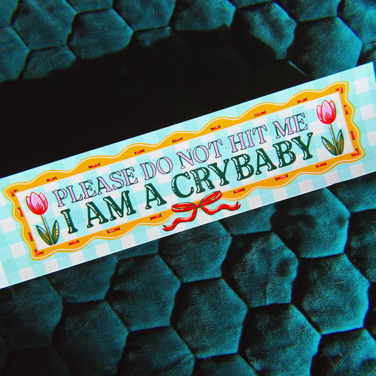Chaos Magic Studio • "Please Don't Hit Me, I Am A Crybaby" Cottagecore Bumper Sticker