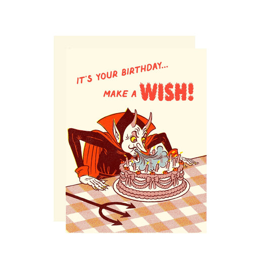 Wallflower Paper & Party • Devil Birthday Wish Greeting Card