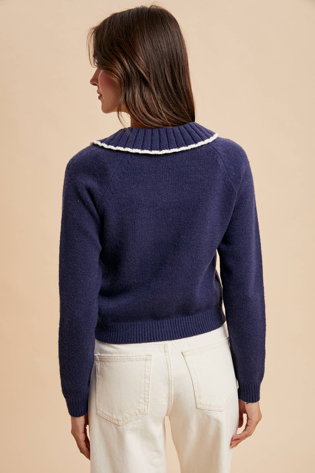 In Loom • Bunny Cottagecore Doll Collar Blue Navy Cardigan