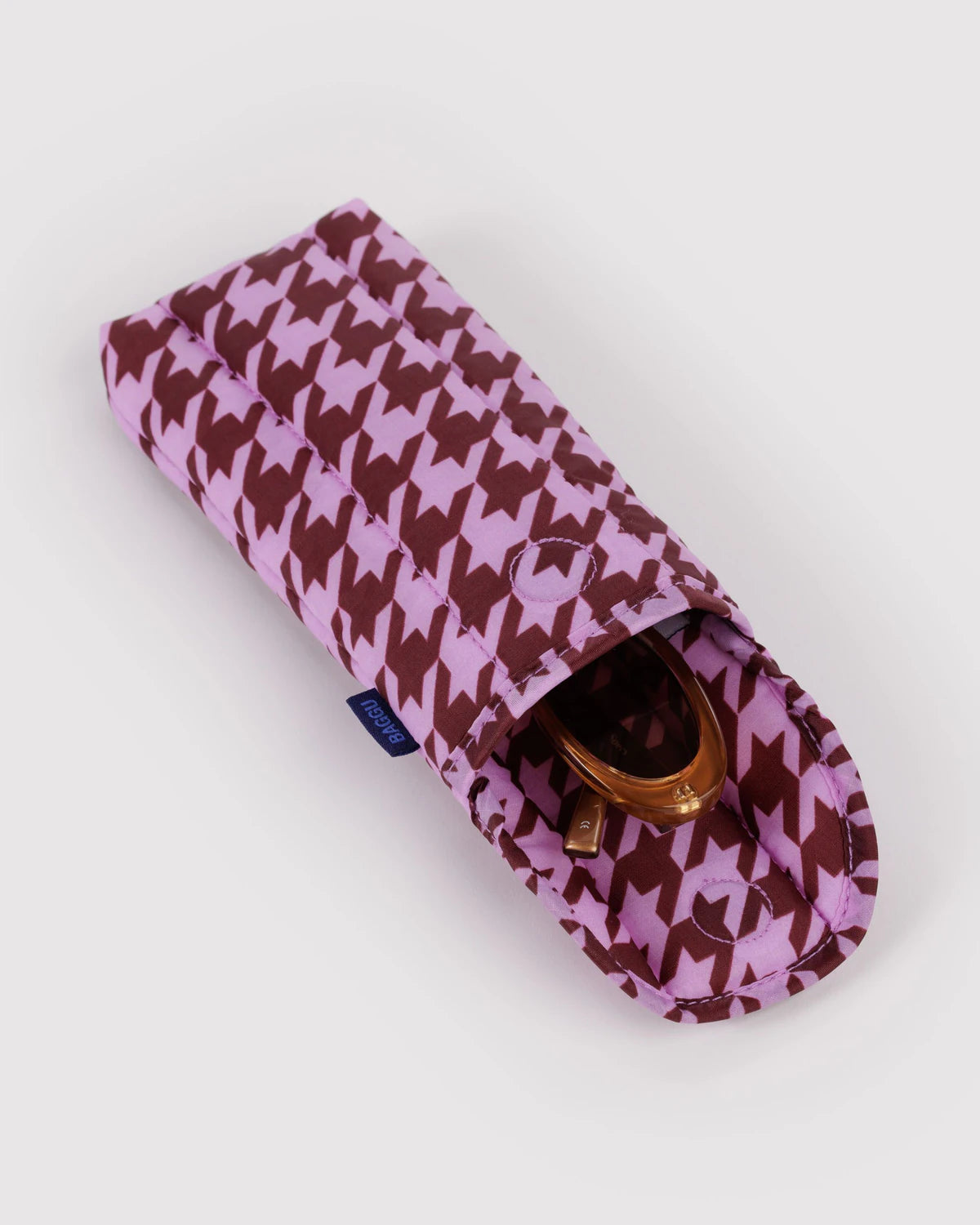 BAGGU • Pink Houndstooth Puffy Glasses Sleeve