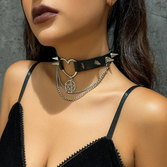 Pentagram Spiky Choker