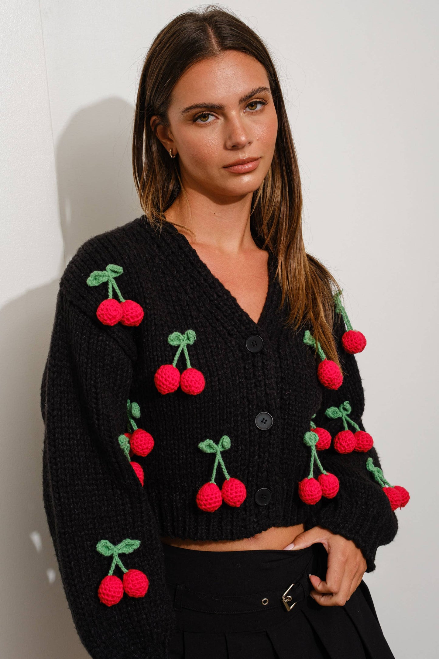 Cropped Cherry Cardigan