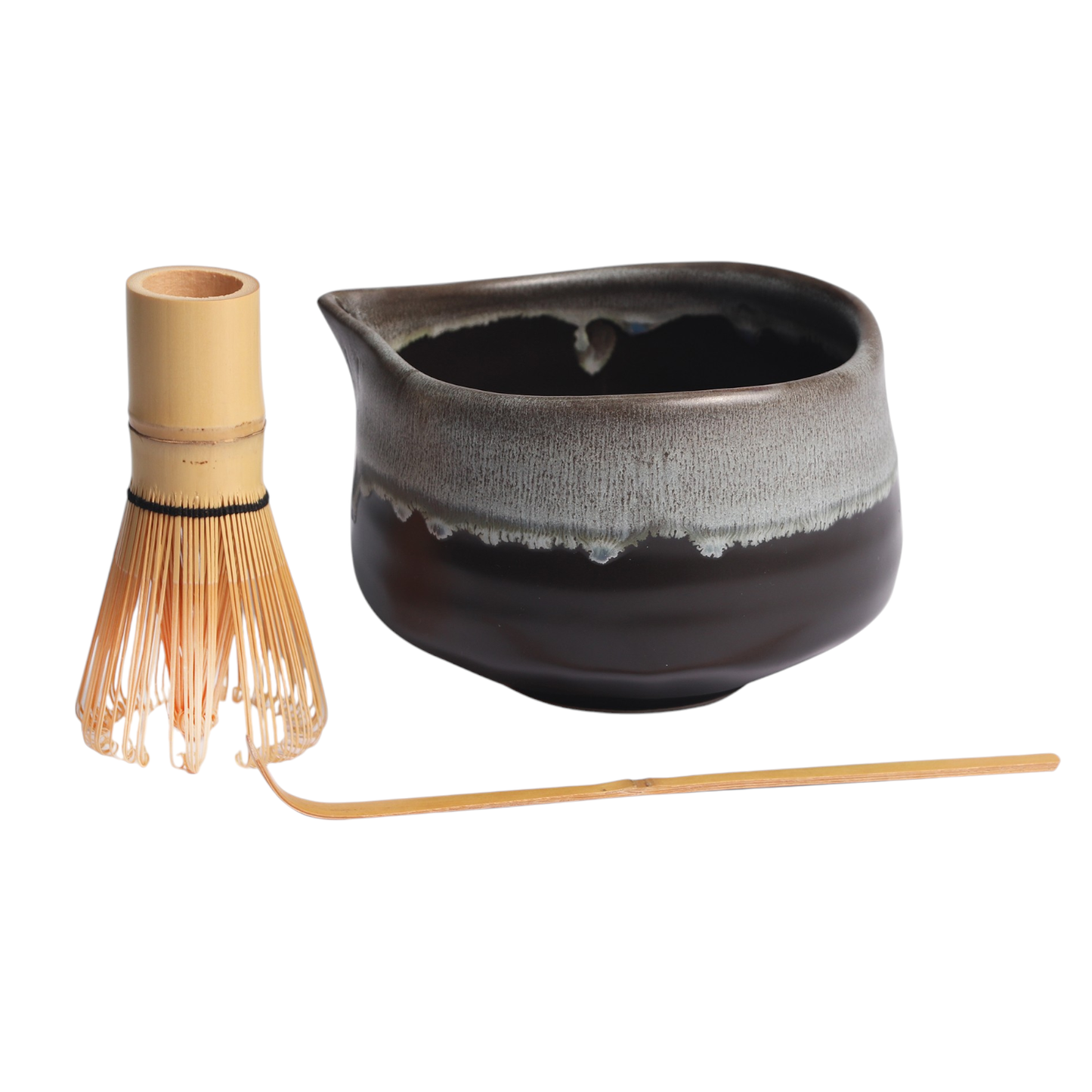 Gray Black Matcha Set, 20oz Porcelain Latte Bowl with Whisk and Scoop