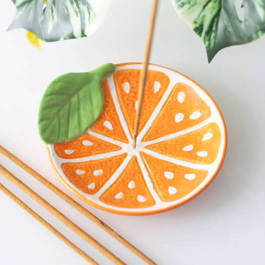 Orange Slice Ceramic Incense Holder Plate