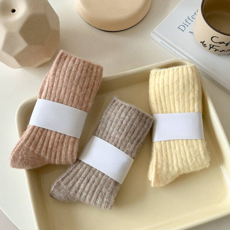 Rufia - 5-Pair Set of Solid Color Wool-Blend Socks