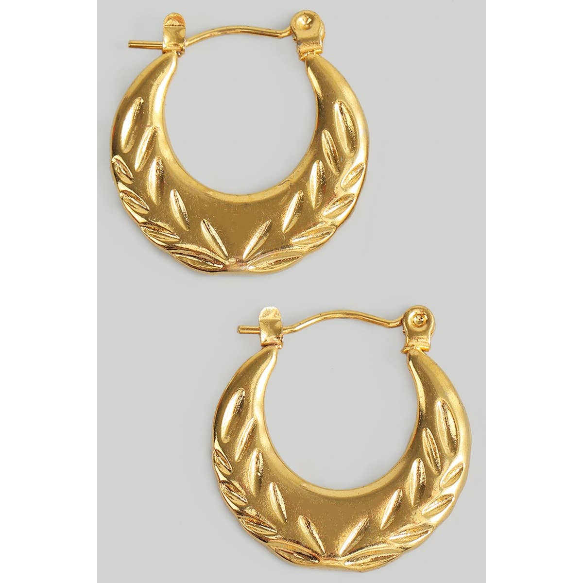 Leafy Pressed Stainless Steel Hoops