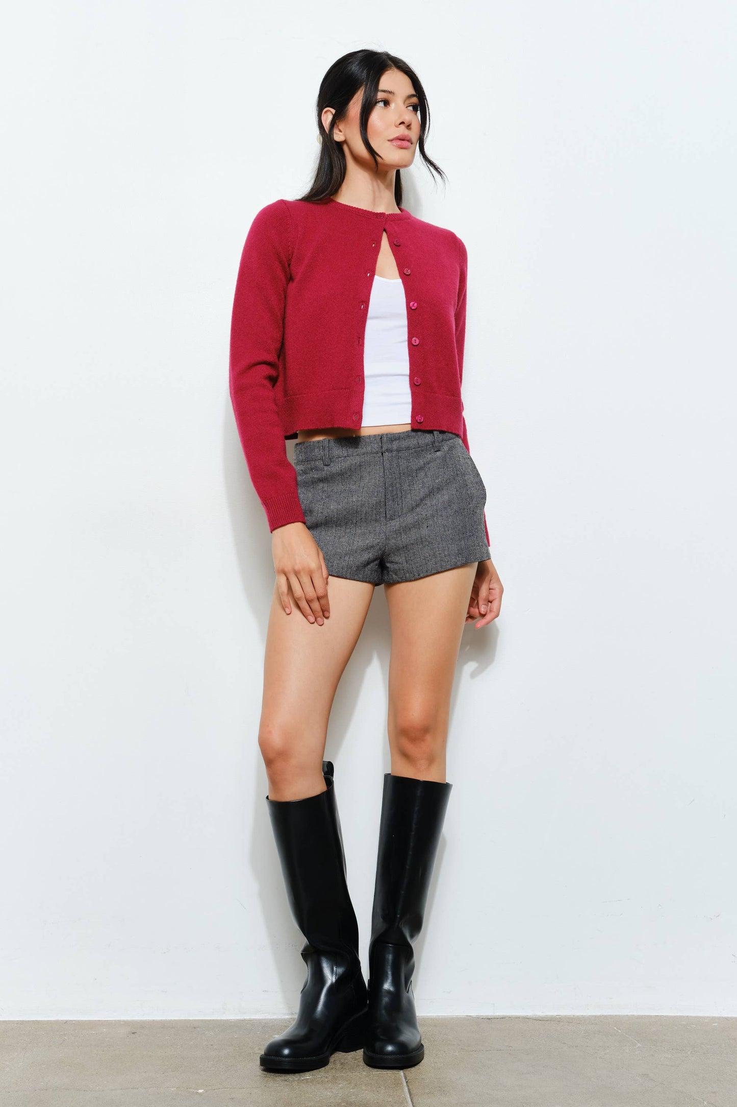 Pretty Garbage • Amelia Cozy-Cute Burgundy Knit Cardigan