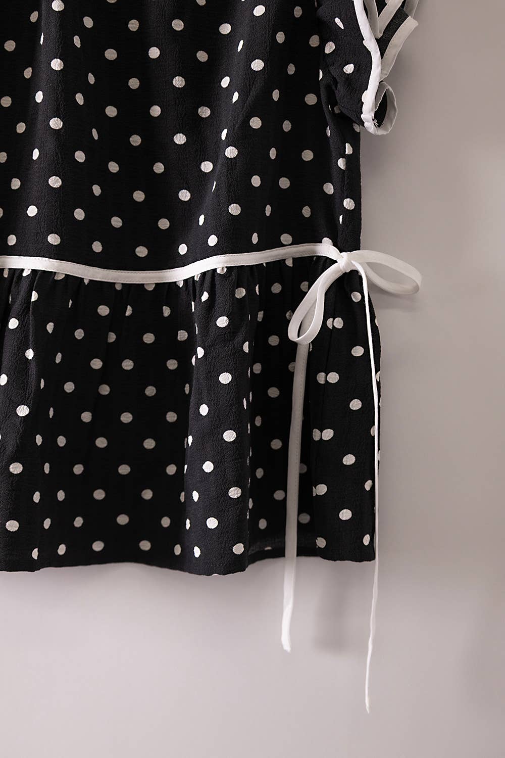 Romantic Black & White Polka Dot Ruffle Blouse