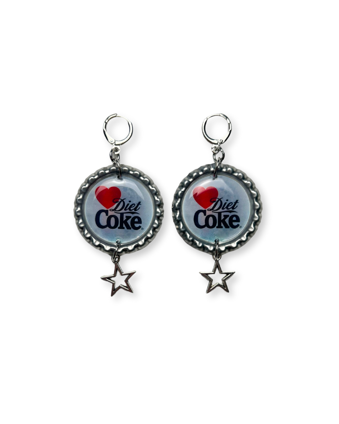 Painted Lady • Diet Coke Earrings, Silver Color