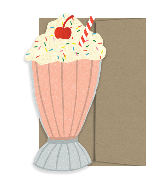 Milkshake, Die-Cut Blank Greeting Card