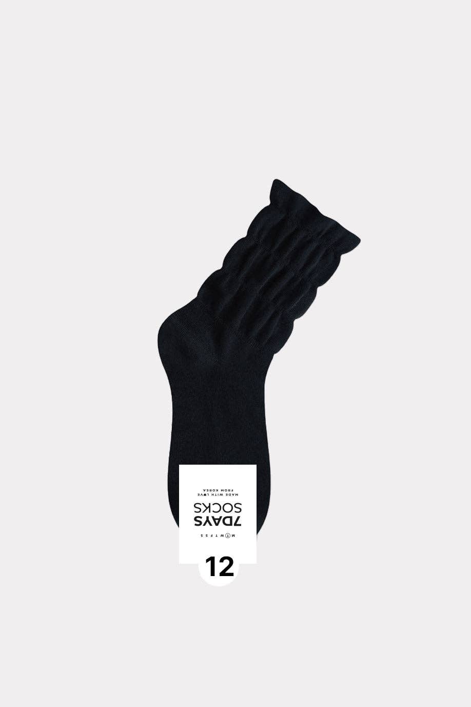 7DAYSSOCKS • Women's Crew Daily Non Binding Shirring Solid Socks