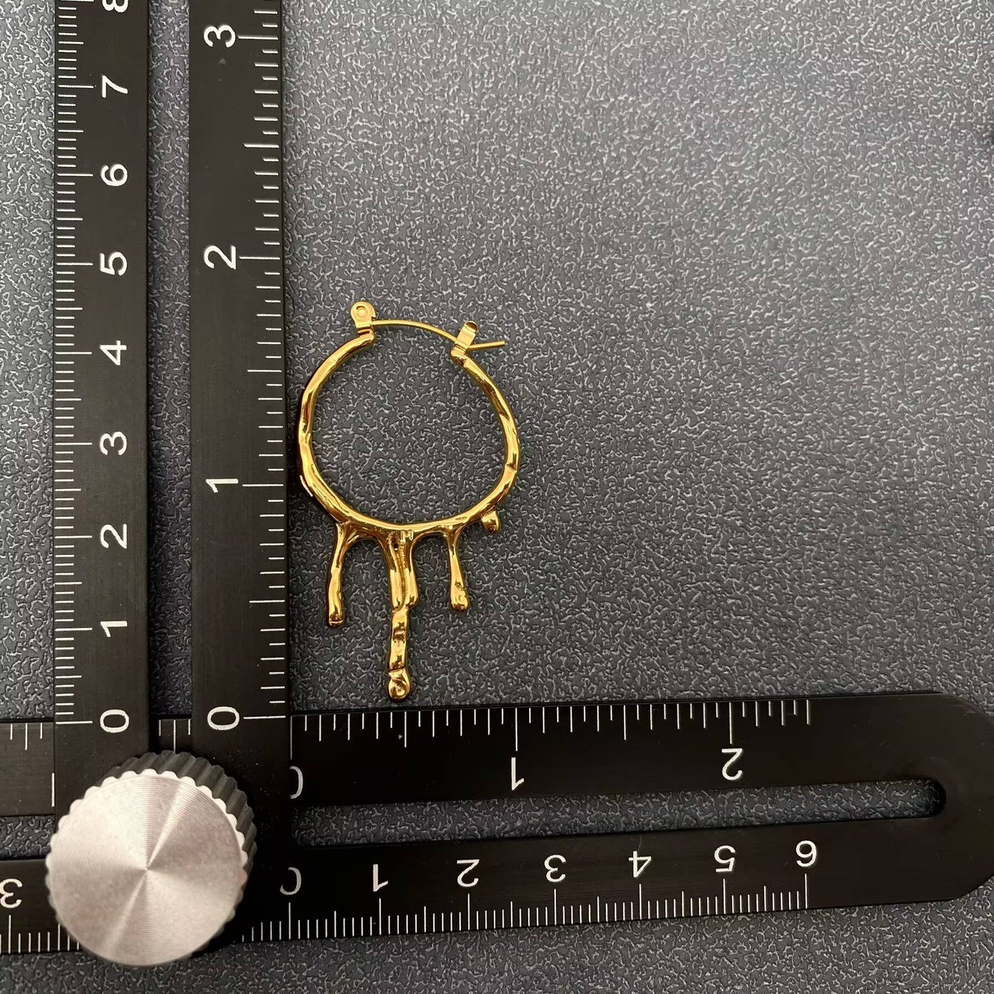 Lava Drippy Hoop Earrings, 18k Gold Plated, Stainless Steel Silver