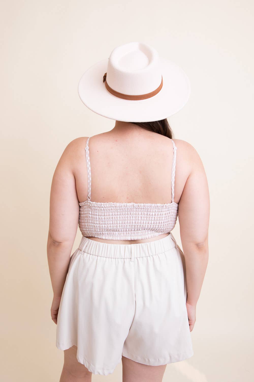 Plus Size Gingham Daisy Trim Smocked Bralette