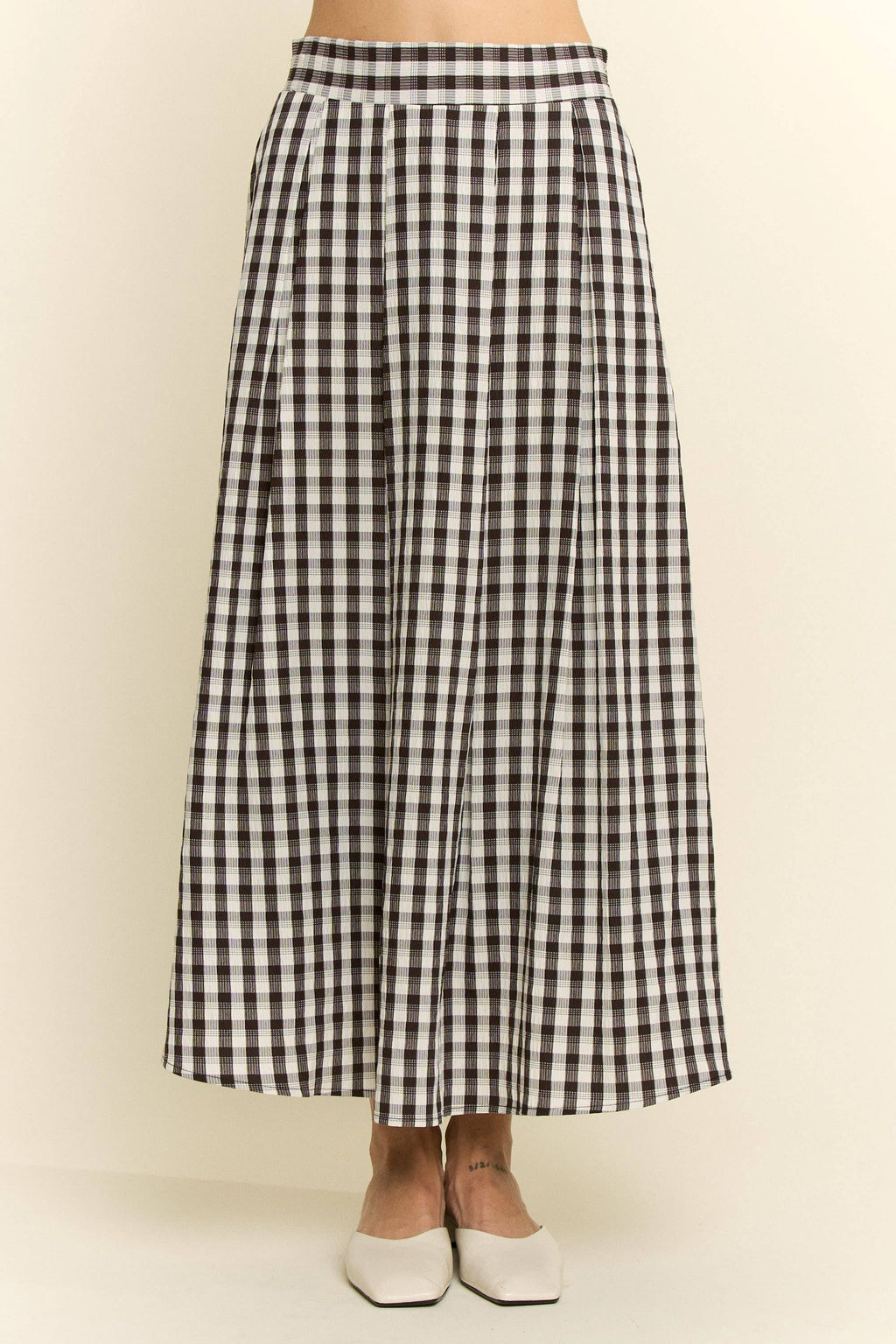 Plus Size, Gingham Midi Skirt, Red & Black Gingham