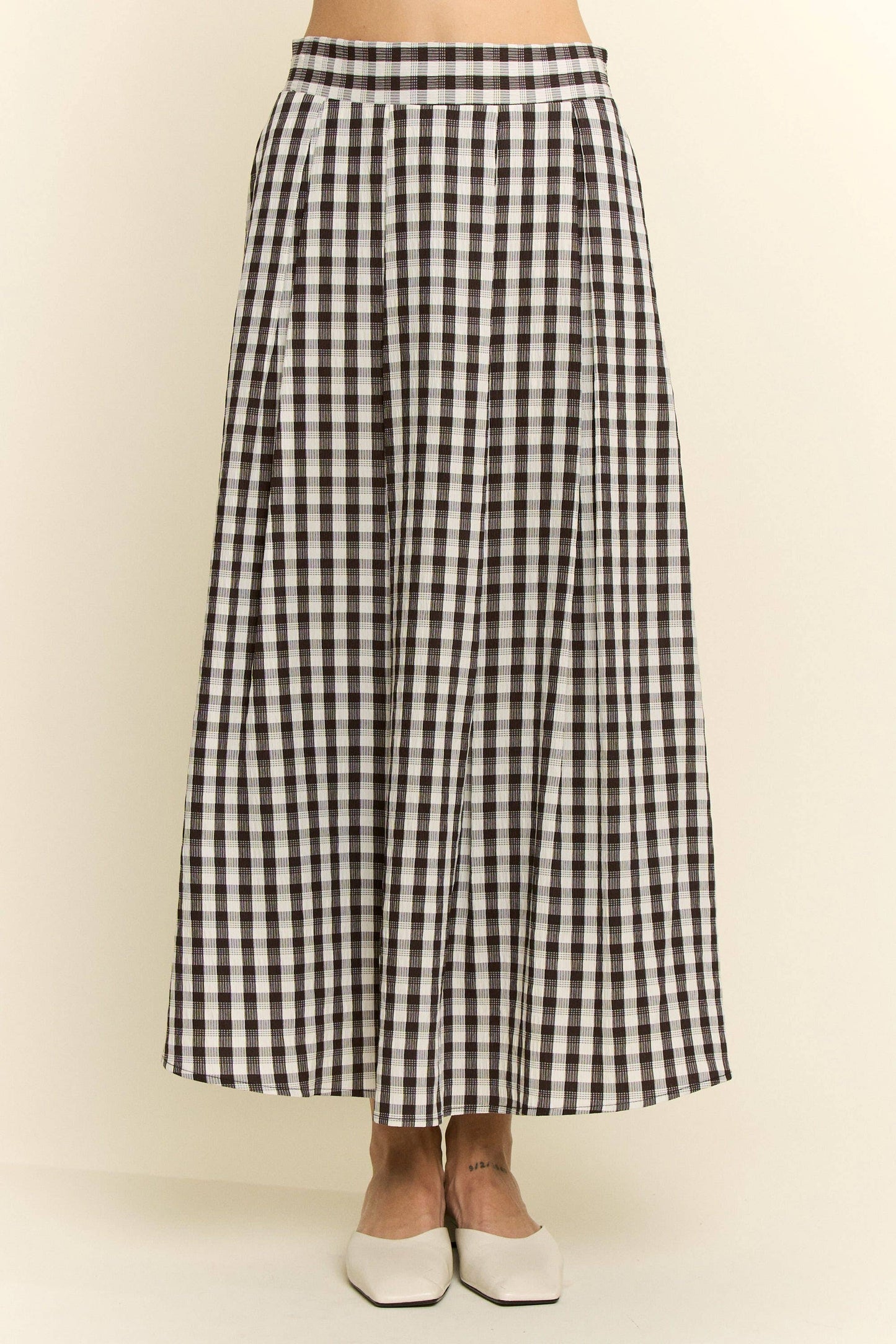 Plus Size, Gingham Midi Skirt, Red & Black Gingham