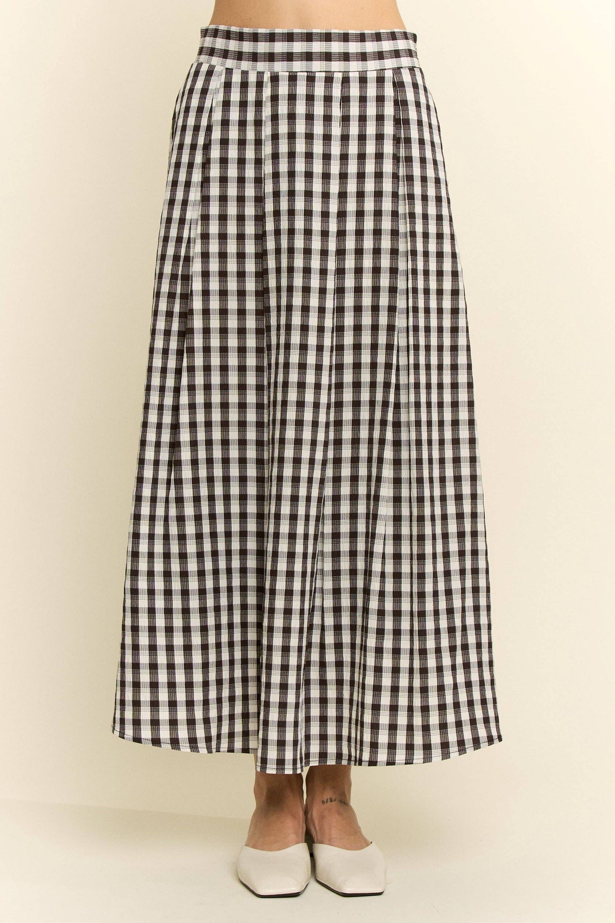 Plus Size, Gingham Midi Skirt, Red & Black Gingham