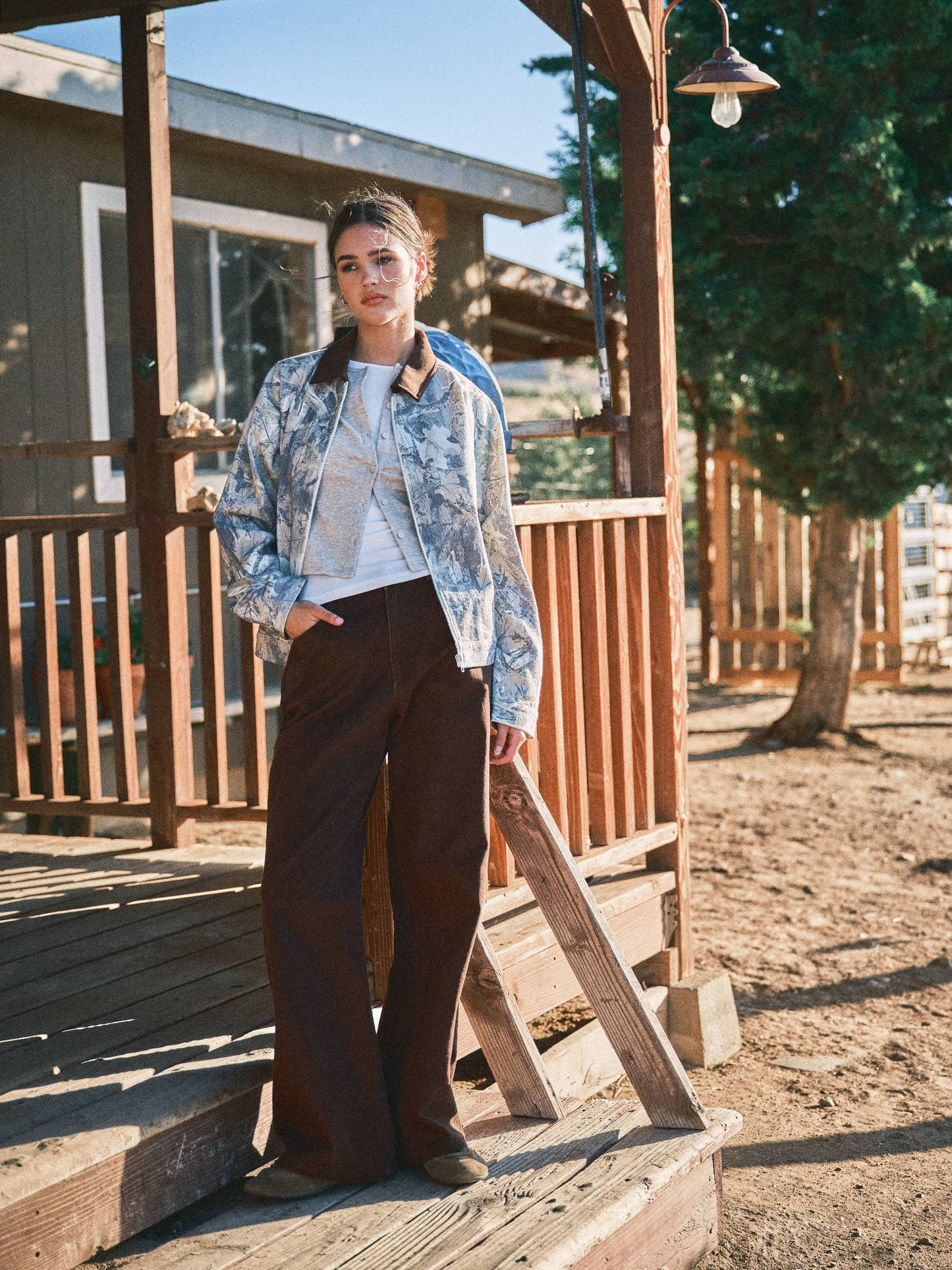 Workwear Contrast Collar Camp Jacket