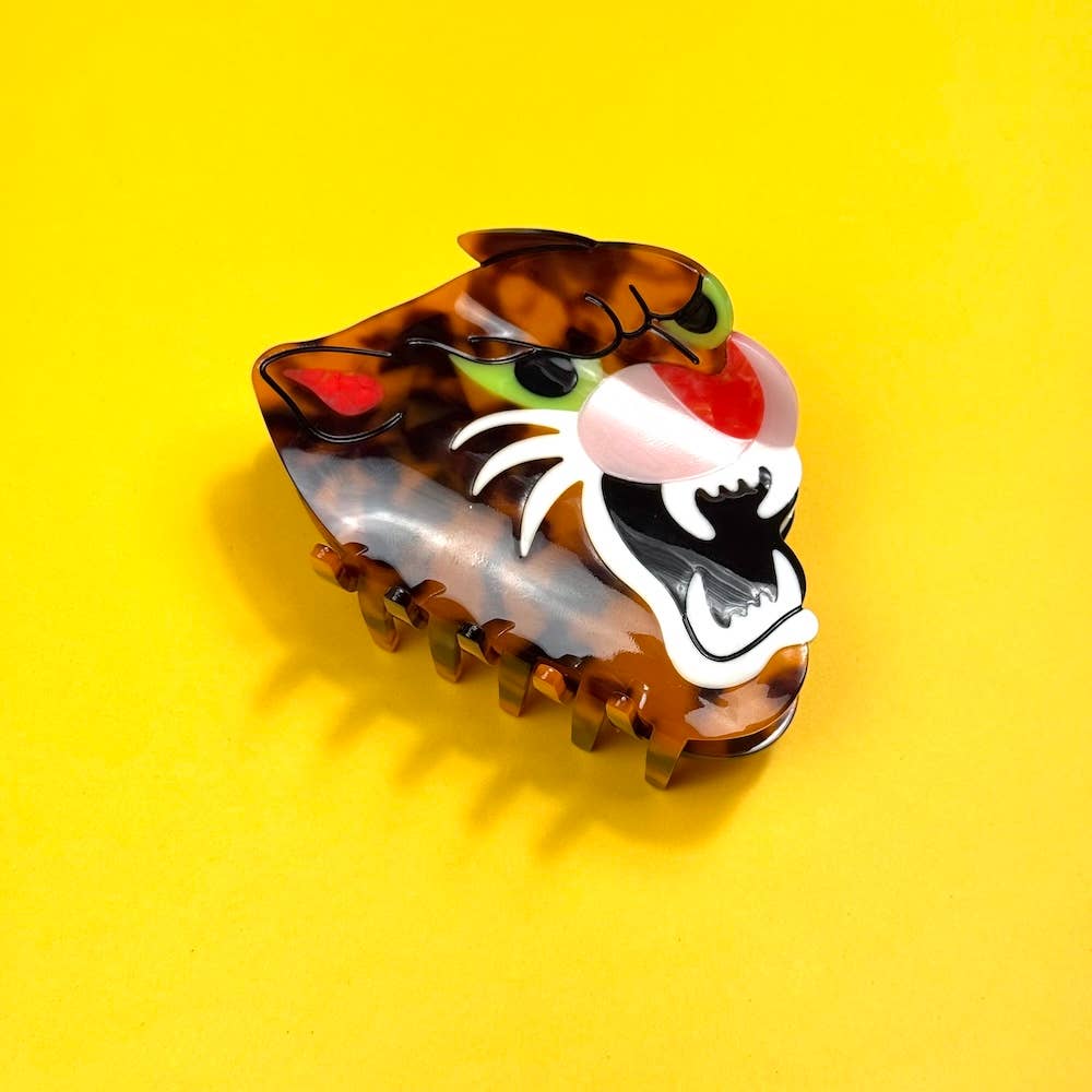 Peach Beast • Leopard Head Hair Claw Clip