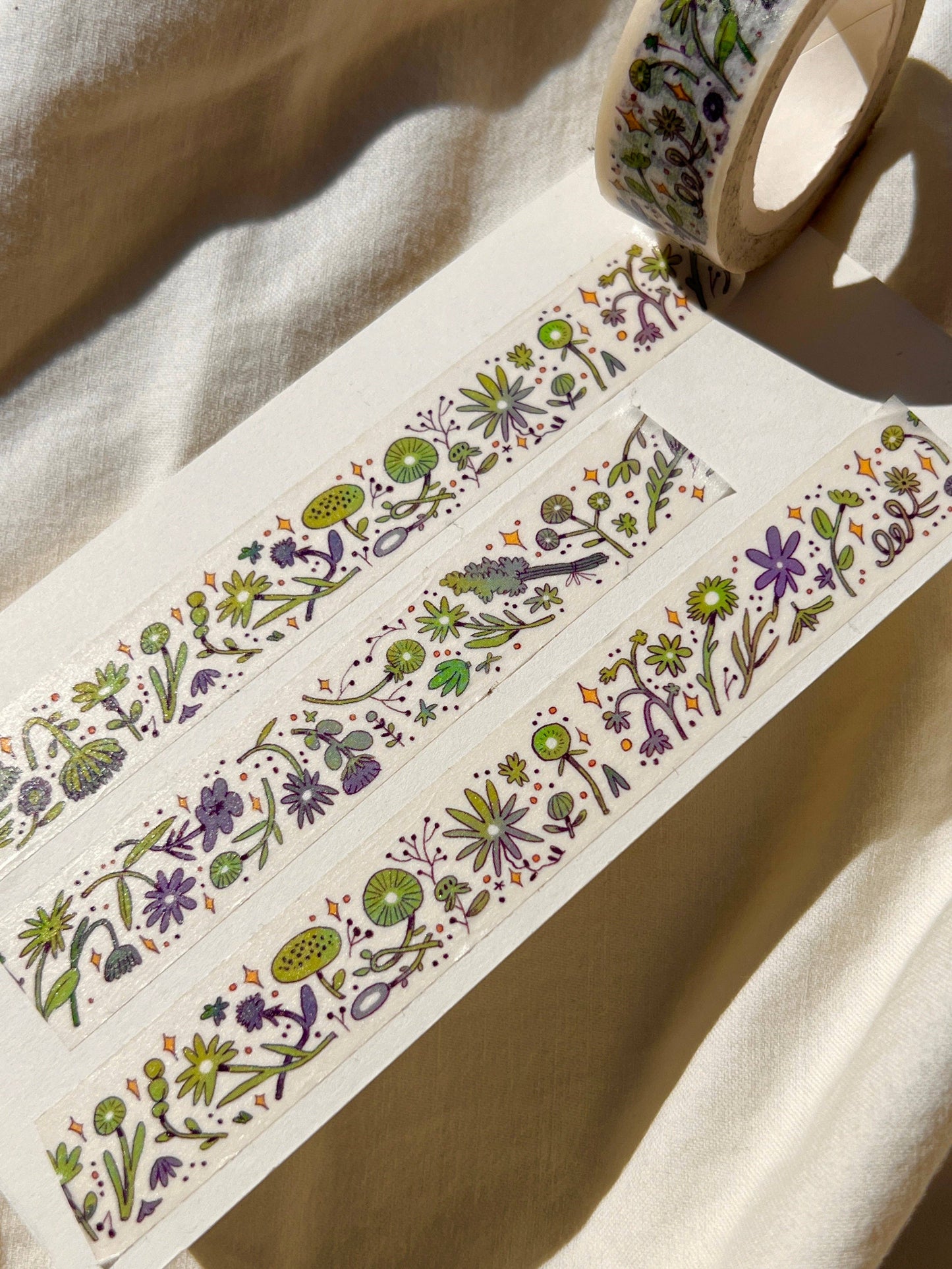 Natalie Anderson • Green and Purple Sleepy Flowers Washi Tape