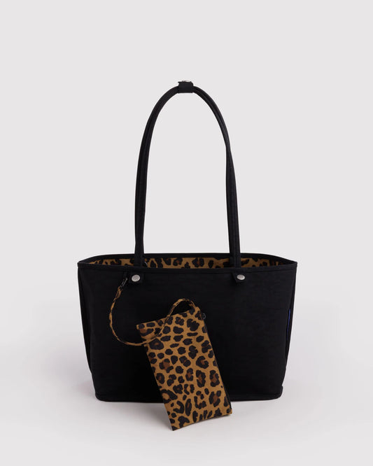 BAGGU • “Leopard Mix” Medium Nylon Reversible Tote