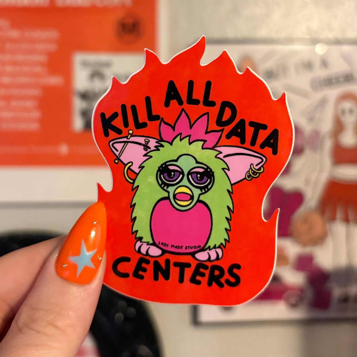 Lazy Made Studio • Kill All Data Centers Furby Vinyl Sticker