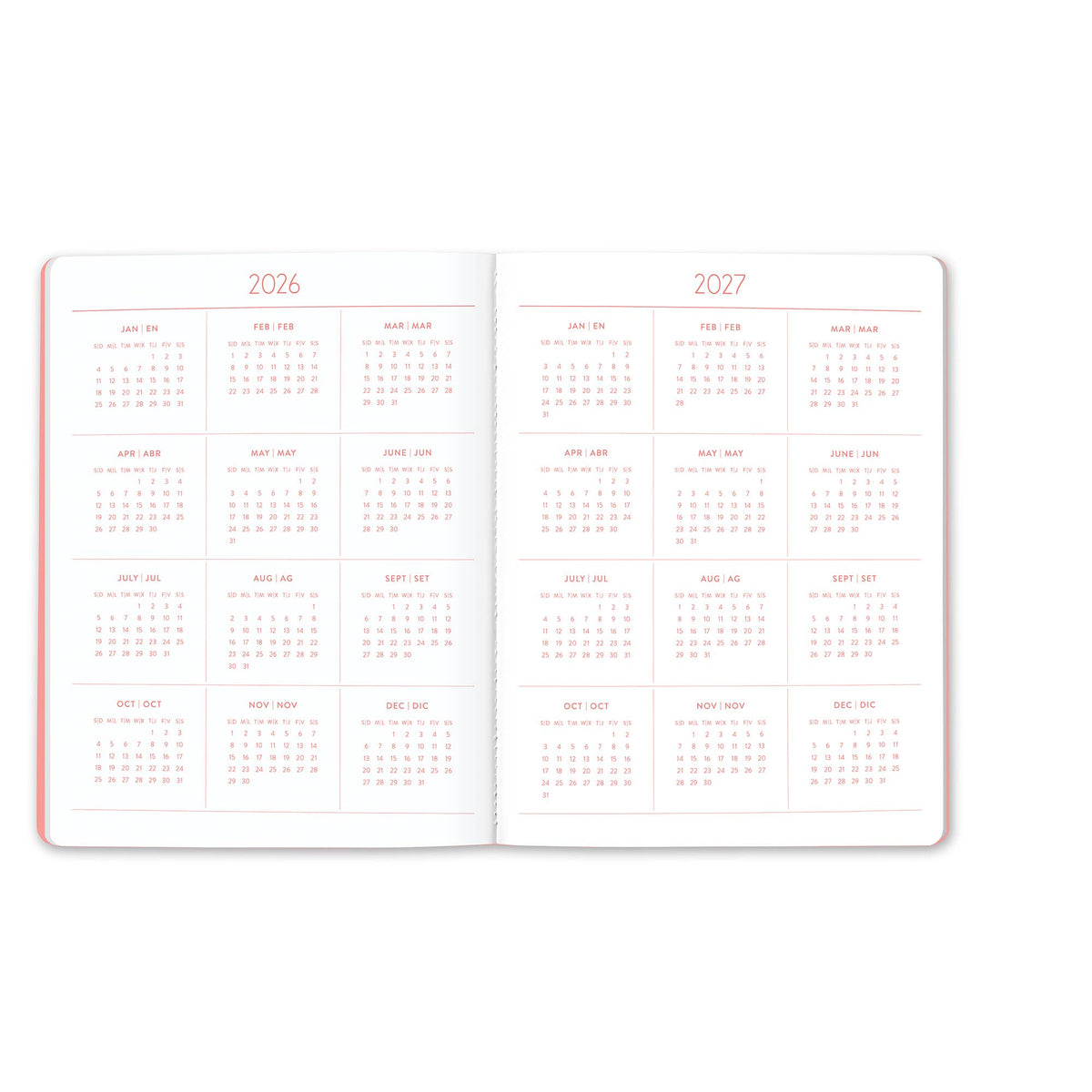 2027 Secret Garden English-Spanish Bilingual Just Right Monthly Planner