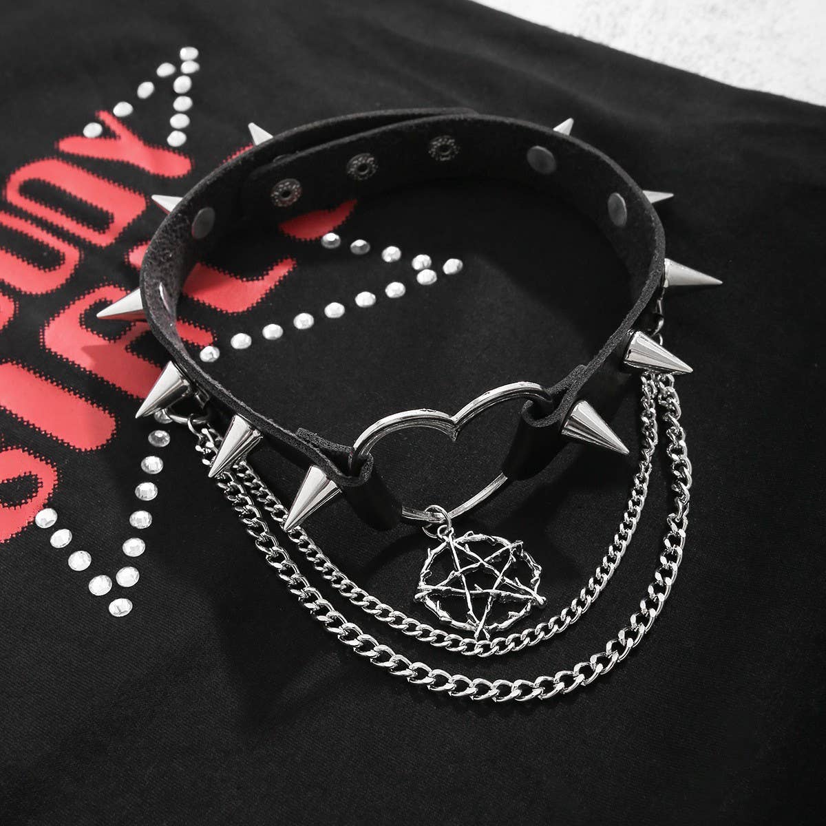 Pentagram Spiky Choker